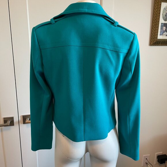 Bellefleur COLET Nordstrom Double Breasted Poly Blend Crop Moto Blazer Blue XS - Picture 7 of 14
